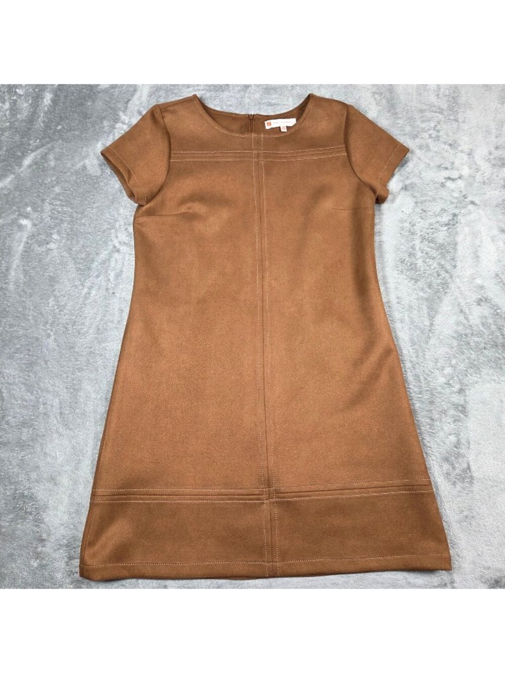 Jude Connally Dress Medium Brown Faux Suede Mini Shift Boho Fall Autumn Preppy